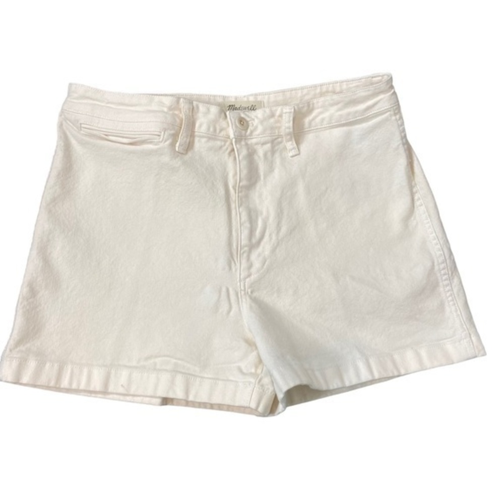 Madewell Cream High Waisted Denim Stretch Jean Emmett Shorts 31 style L0200